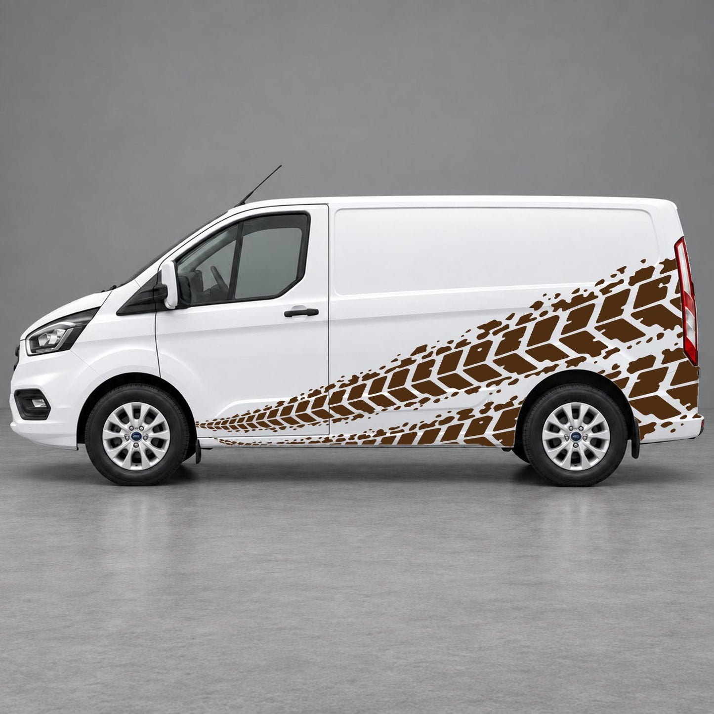 Ford Transit Custom Tyre Tread Side Graphics in Brown