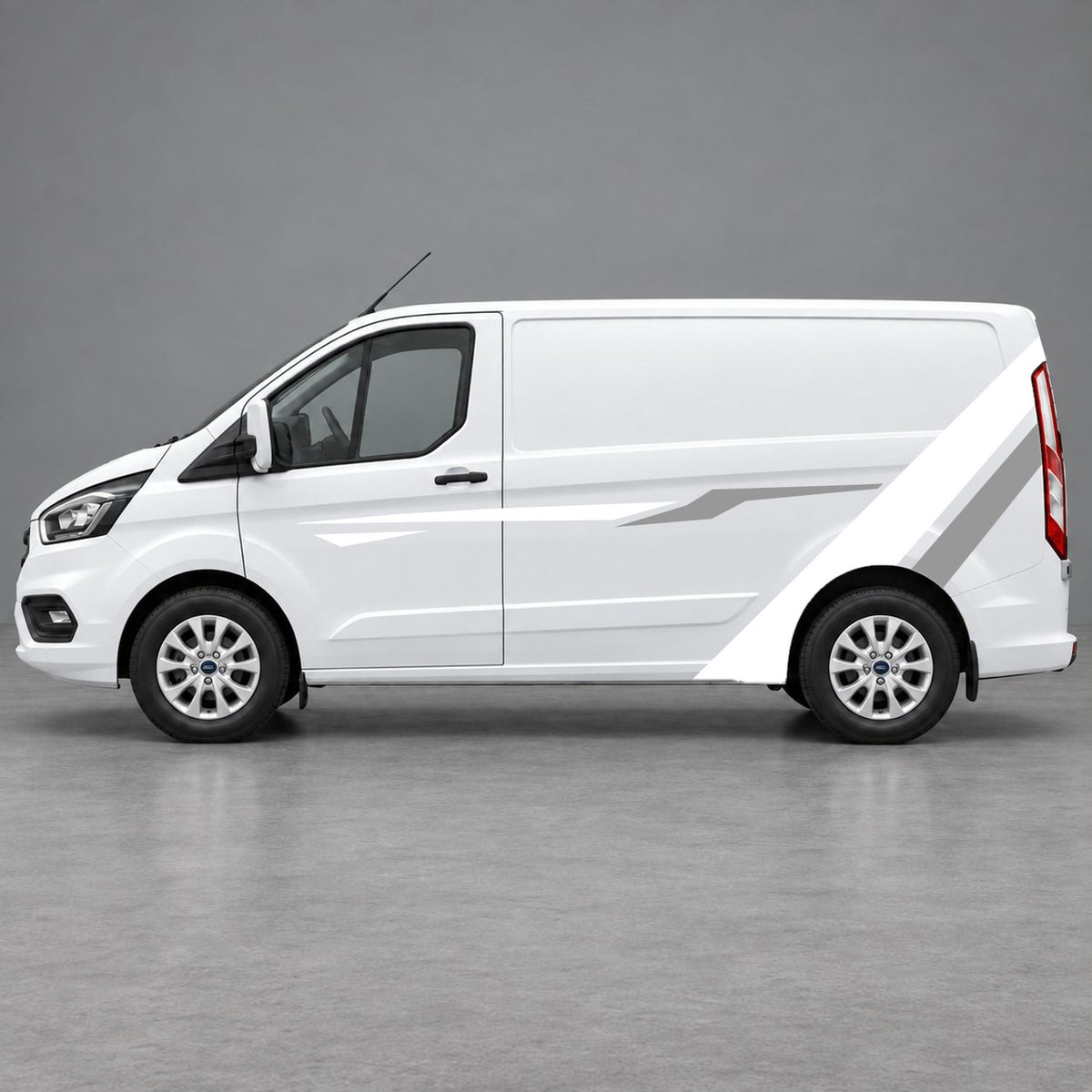 Ford Transit Custom Bold Rear Diagonal Side Stripes in White & Grey