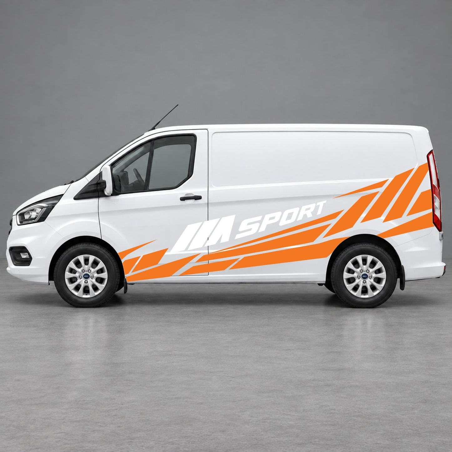 Ford Transit Custom M Sport Racing Side Graphics in Orange & White