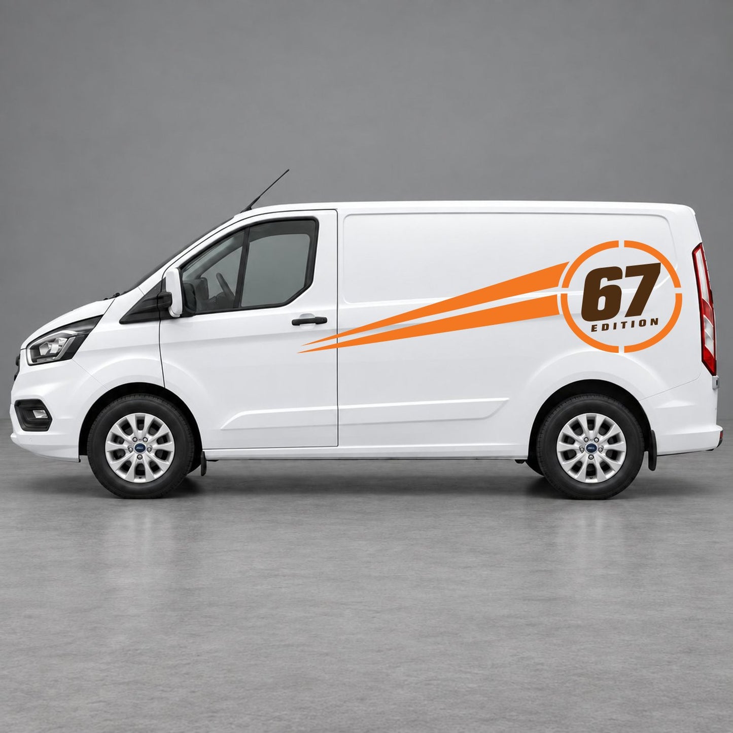 Ford Transit Custom Personalised Number Edition Side Stripes in Orange & Brown