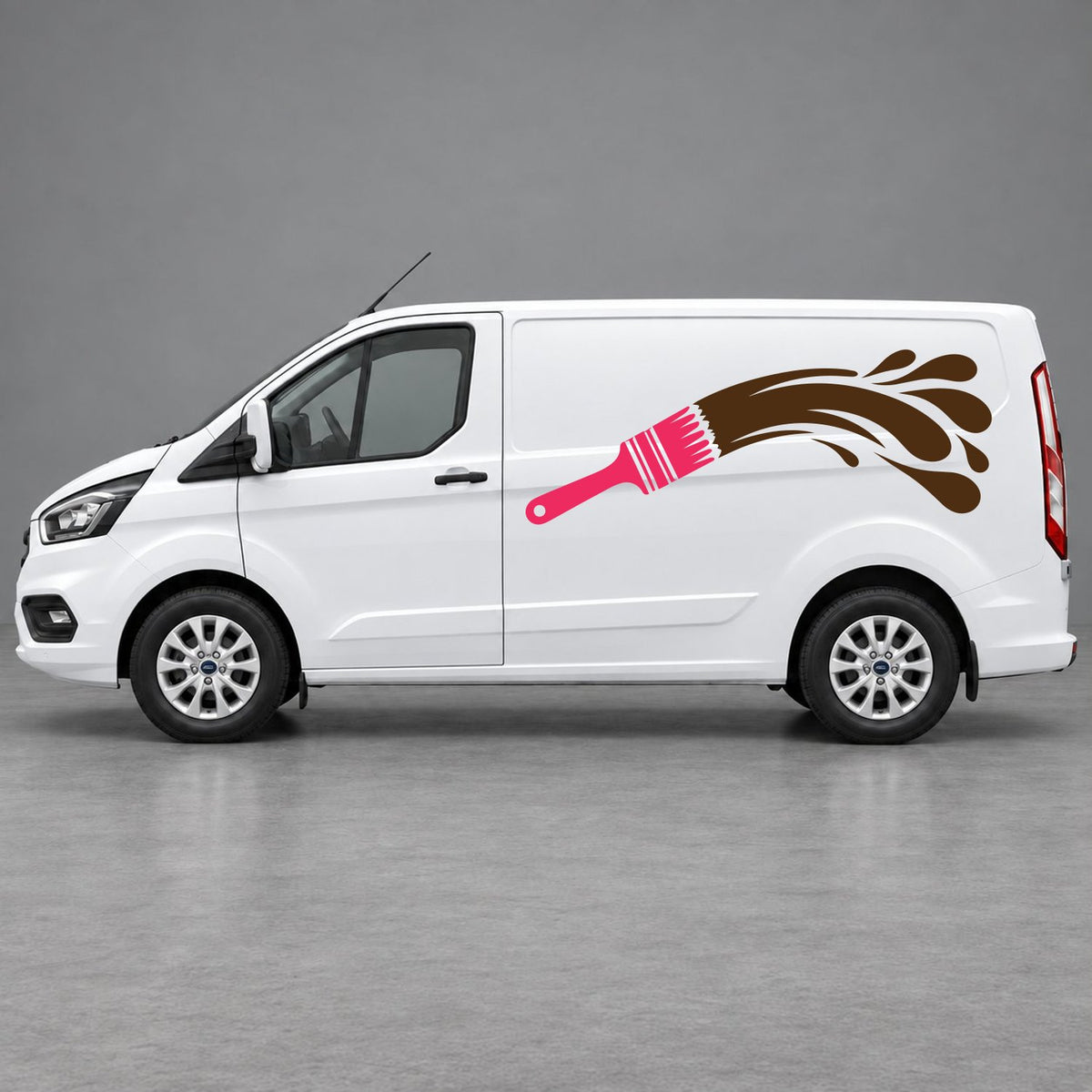 Ford Transit Custom Paintbrush Swoosh Side Graphics in Pink & Brown
