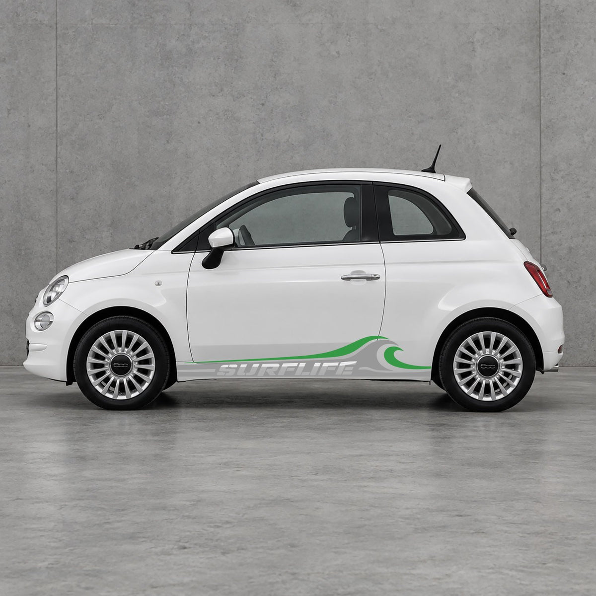 Fiat 500 Surf Life Side Stripes Kit - Pair Supplied in Grey & Green