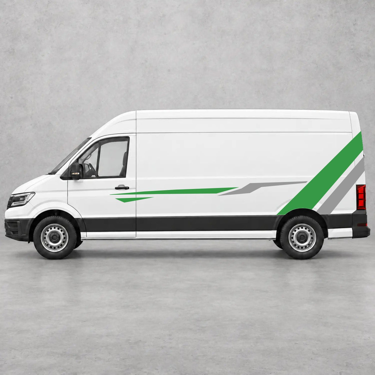 VW Crafter Bold Rear Diagonal Side Stripes in Green & Grey