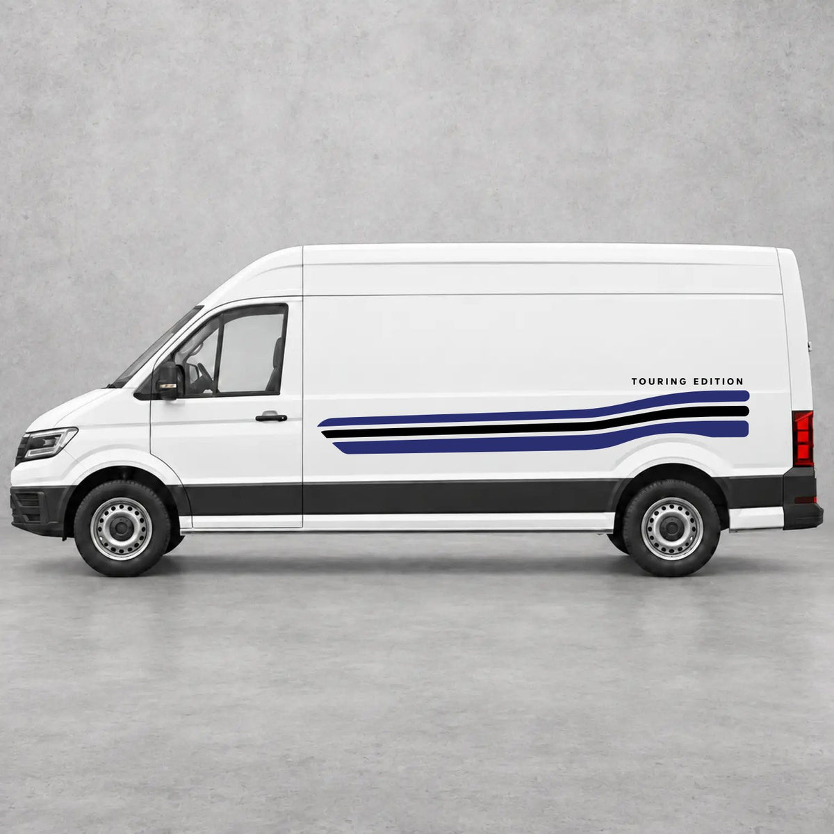 VW Crafter Touring Edition Side Stripes in Navy Blue & Black