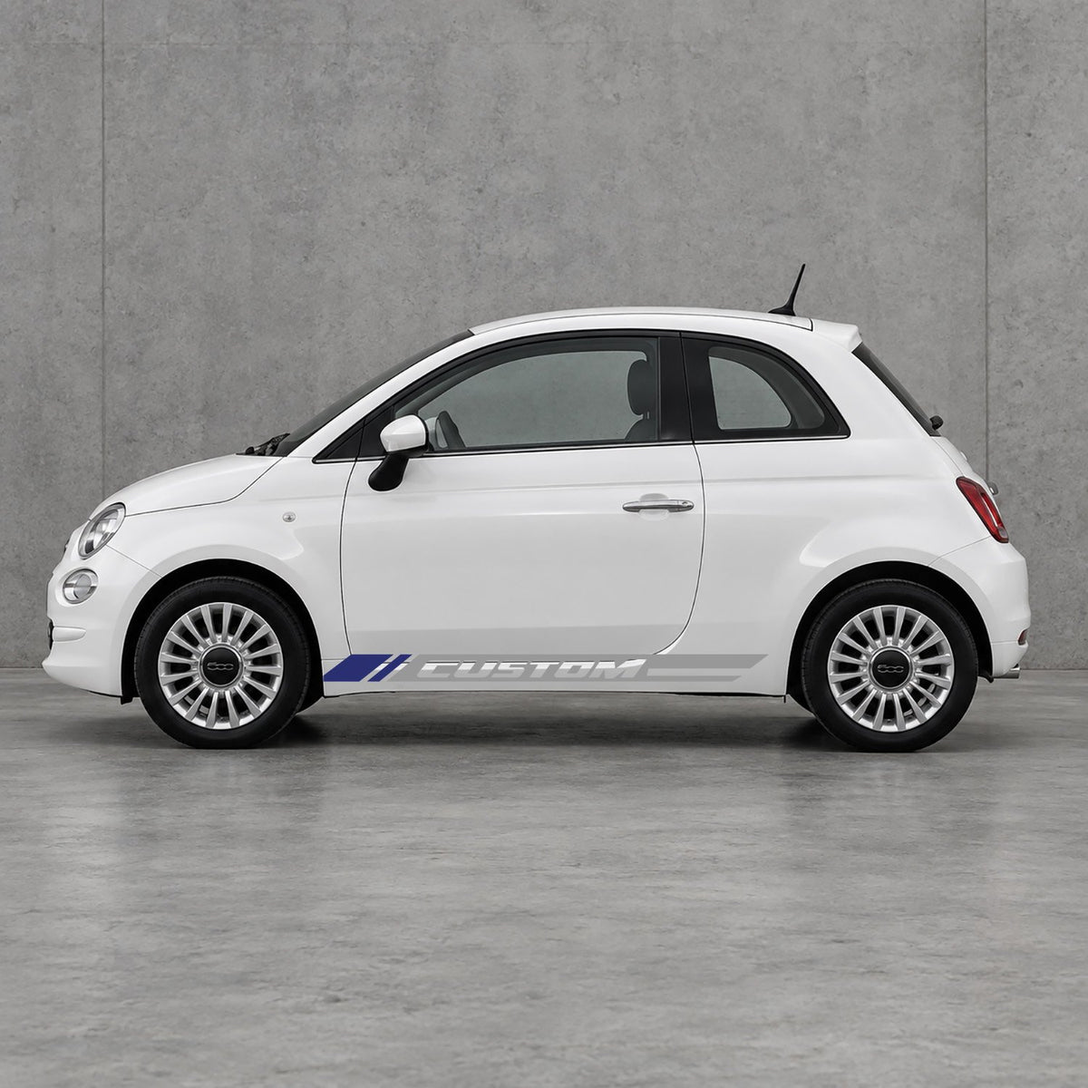 Fiat 500 Custom Lower Side Stripes Kit - Pair Supplied in Grey & Navy Blue