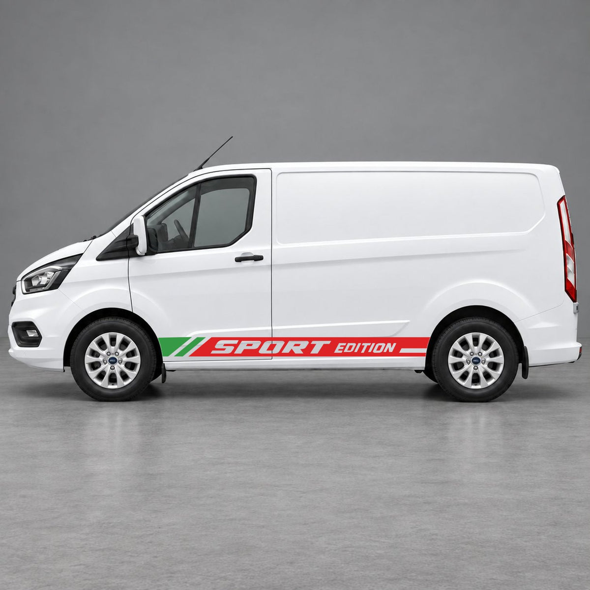 Ford Transit Custom Sport Edition Lower Side Graphics in Red & Green