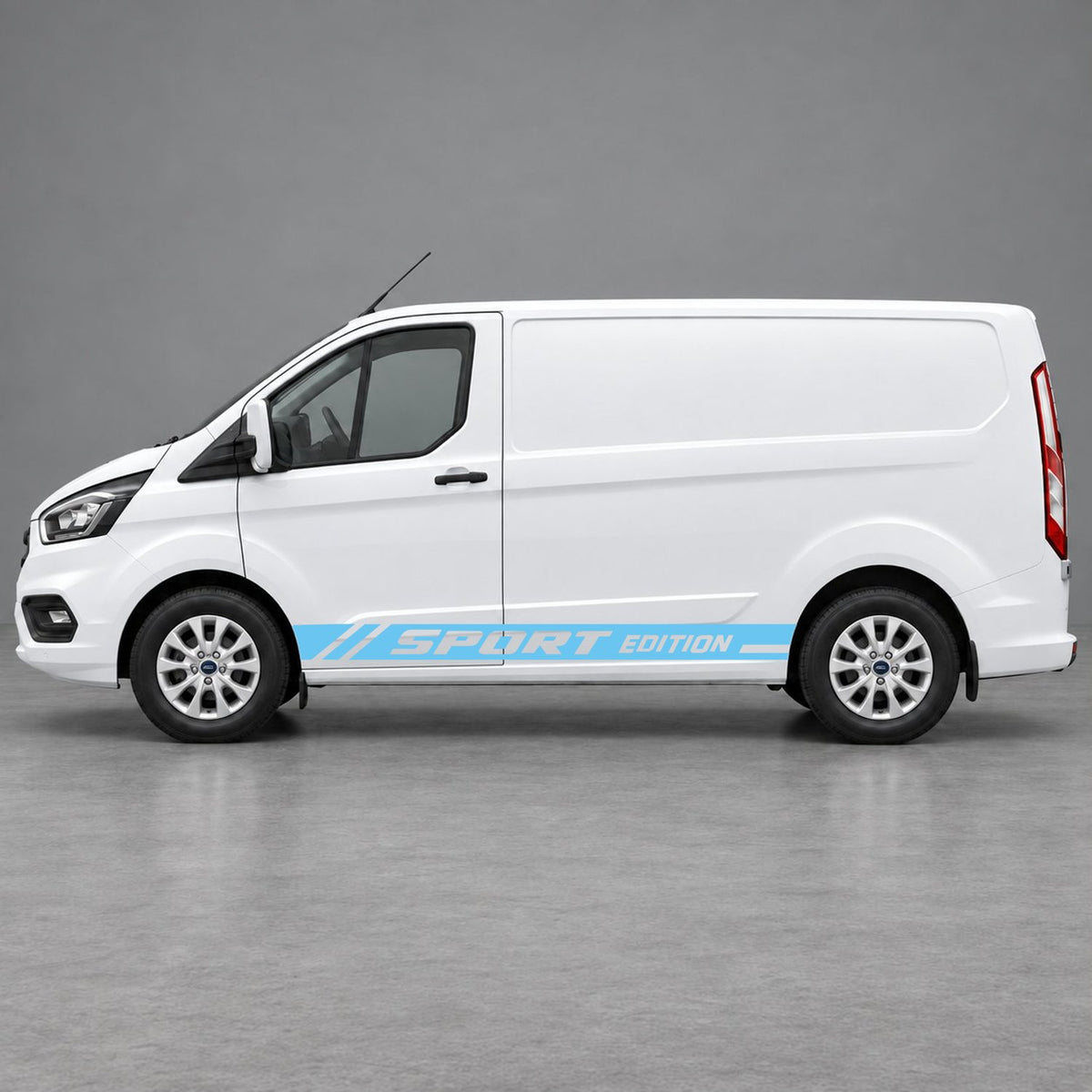 Ford Transit Custom Sport Edition Lower Side Graphics in Light Blue & Light Blue
