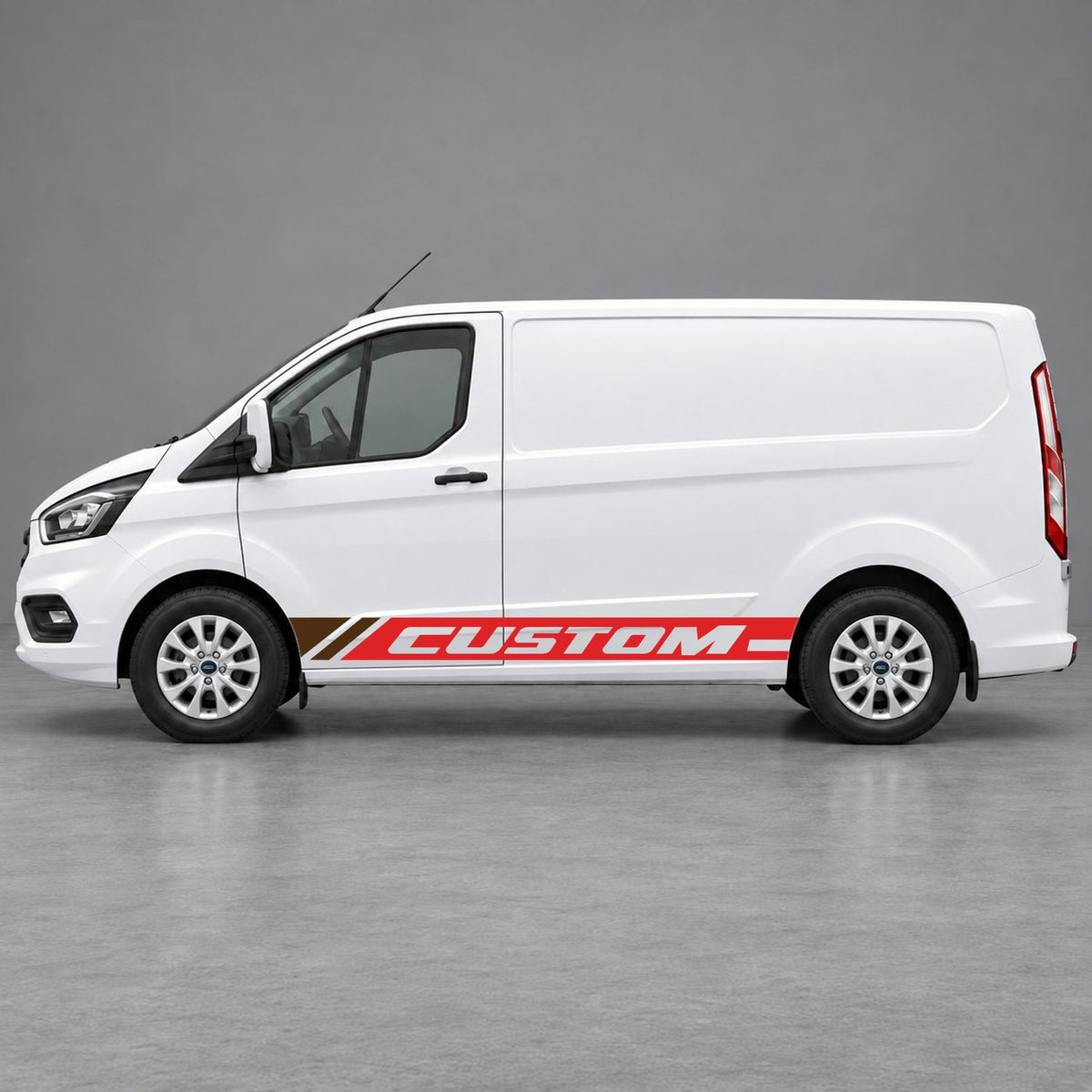 Ford Transit Custom Custom Lower Side Stripes in Red & Brown