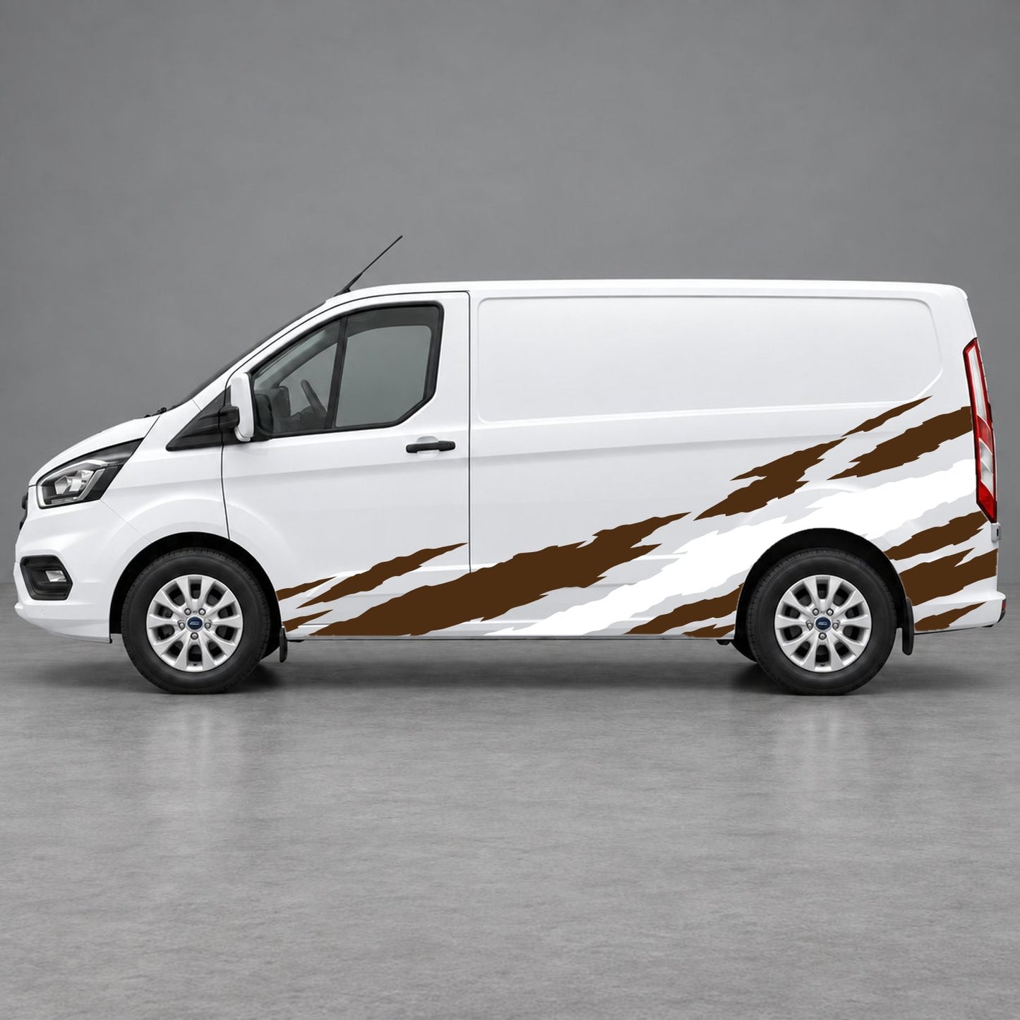 Ford Transit Custom Claw Scratch Side Graphics in Brown & White