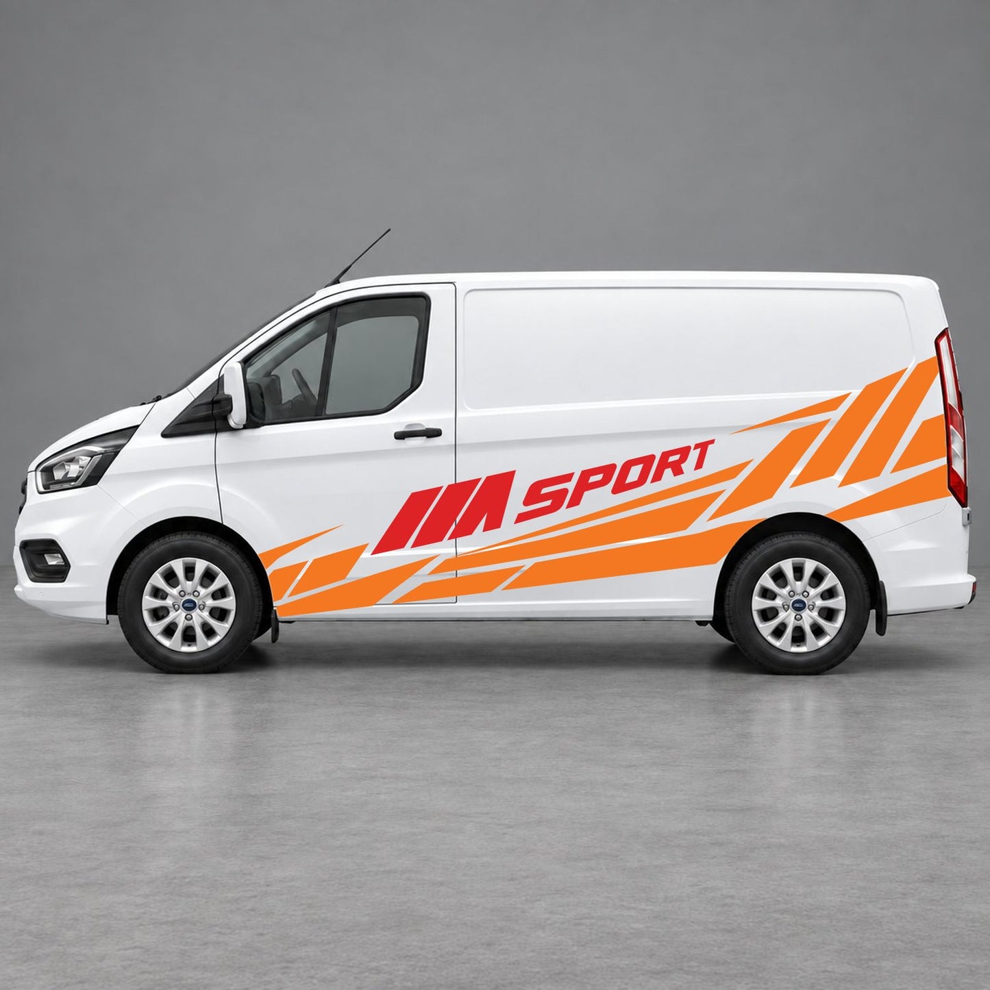 Ford Transit Custom M Sport Racing Side Graphics in Orange & Red