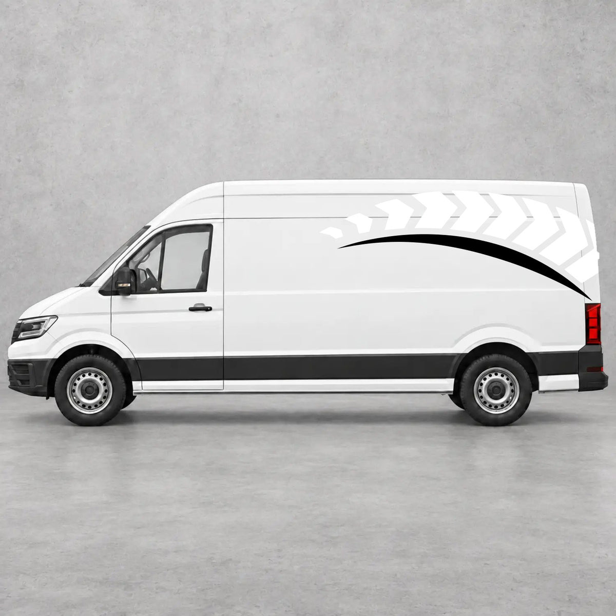 VW Crafter Chevron Track Side Graphics in White & Black