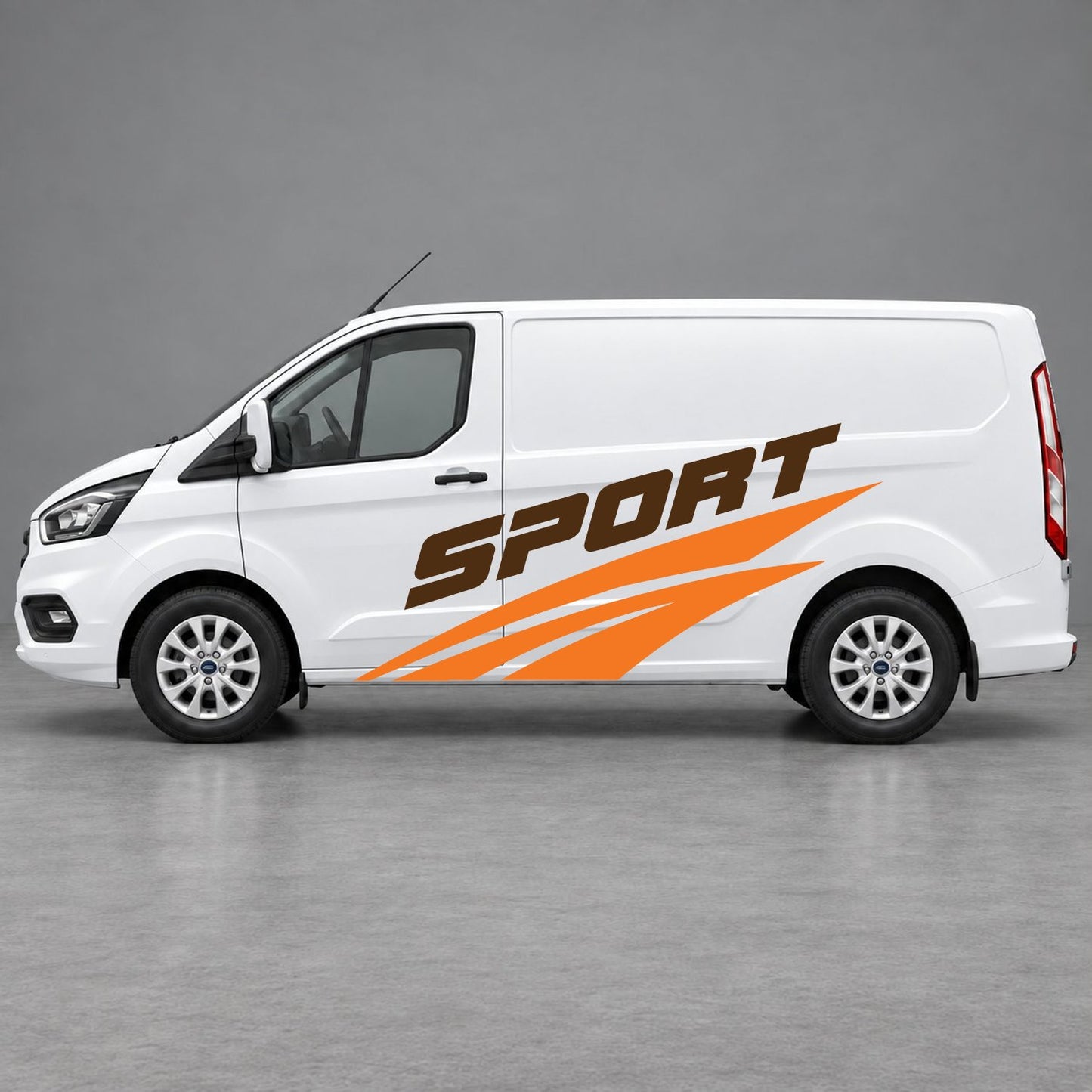 Ford Transit Custom Sport Twin Stripe Side Graphics in Orange & Brown