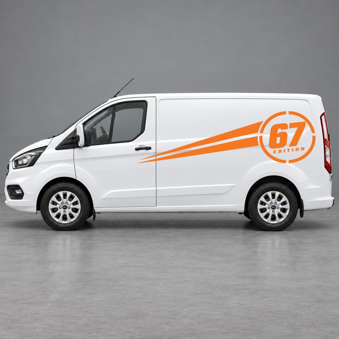 Ford Transit Custom Personalised Number Edition Side Stripes in Orange & Orange