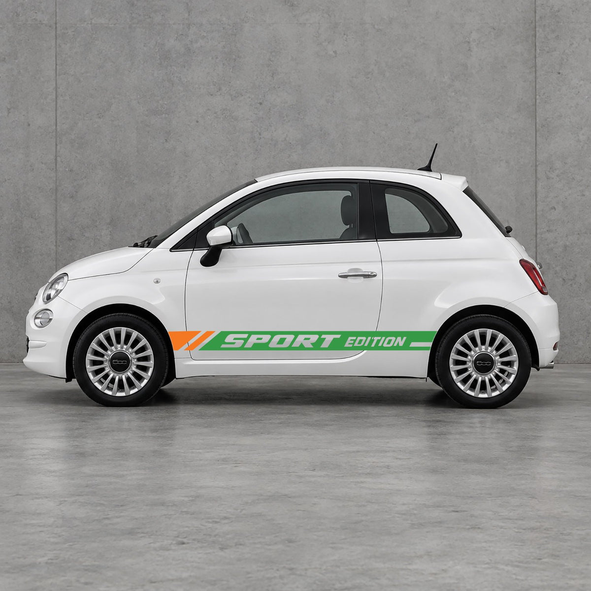 Fiat 500 Sport Edition Side Stripes Kit - Pair Supplied in Green & Orange