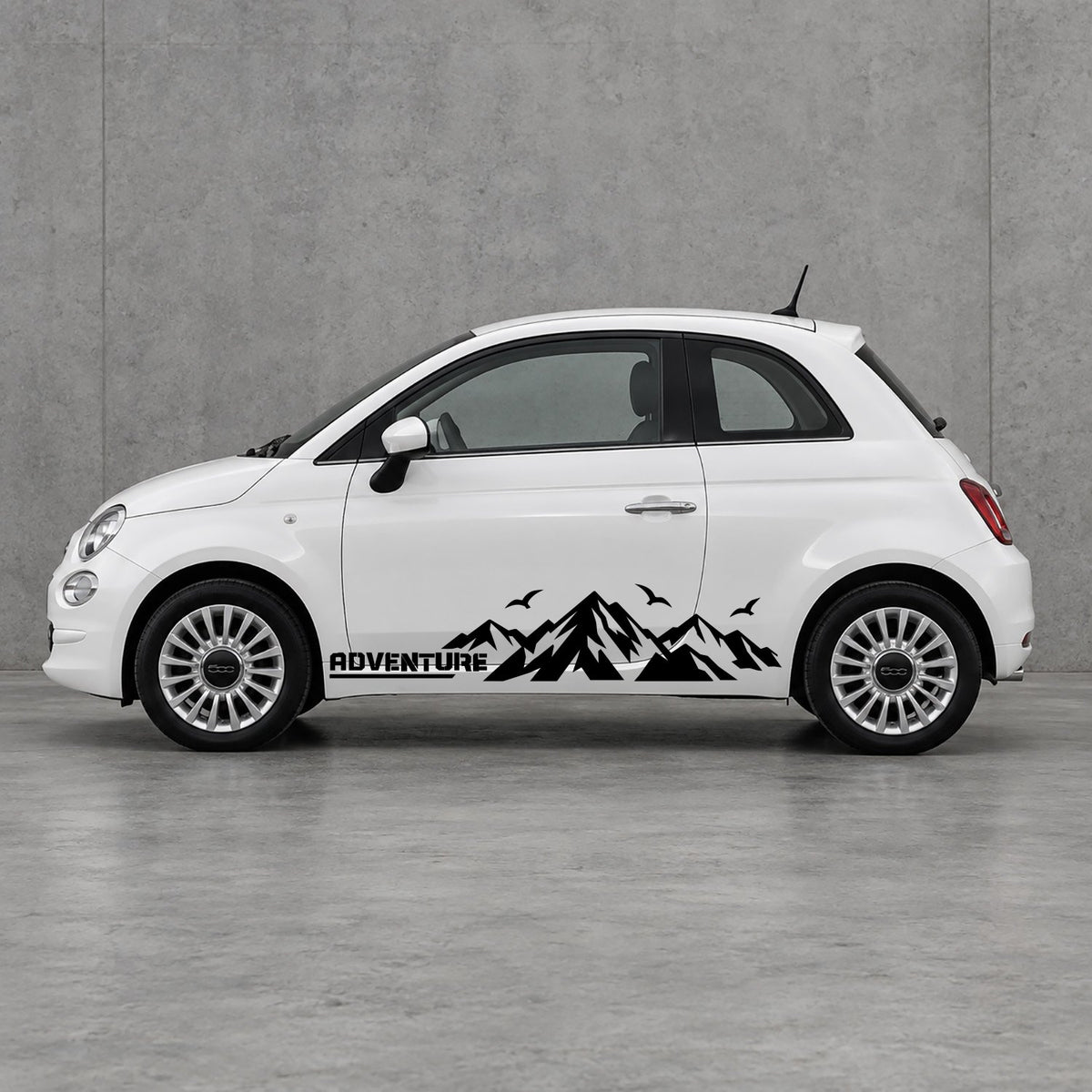 Fiat 500 Mountain Adventure Side Graphics Kit - Pair Supplied in Black