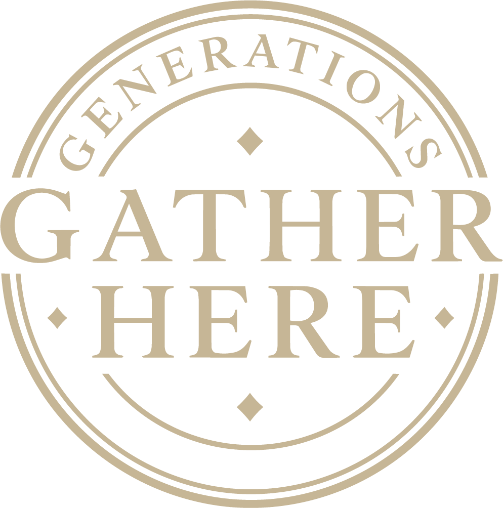 Generations Gather Here — Circular Stamp Wall Sticker for Dining Room