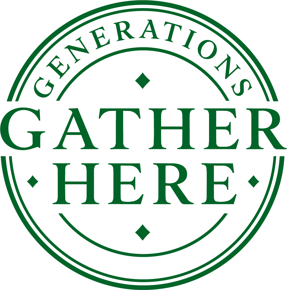 Generations Gather Here — Circular Stamp Wall Sticker for Dining Room