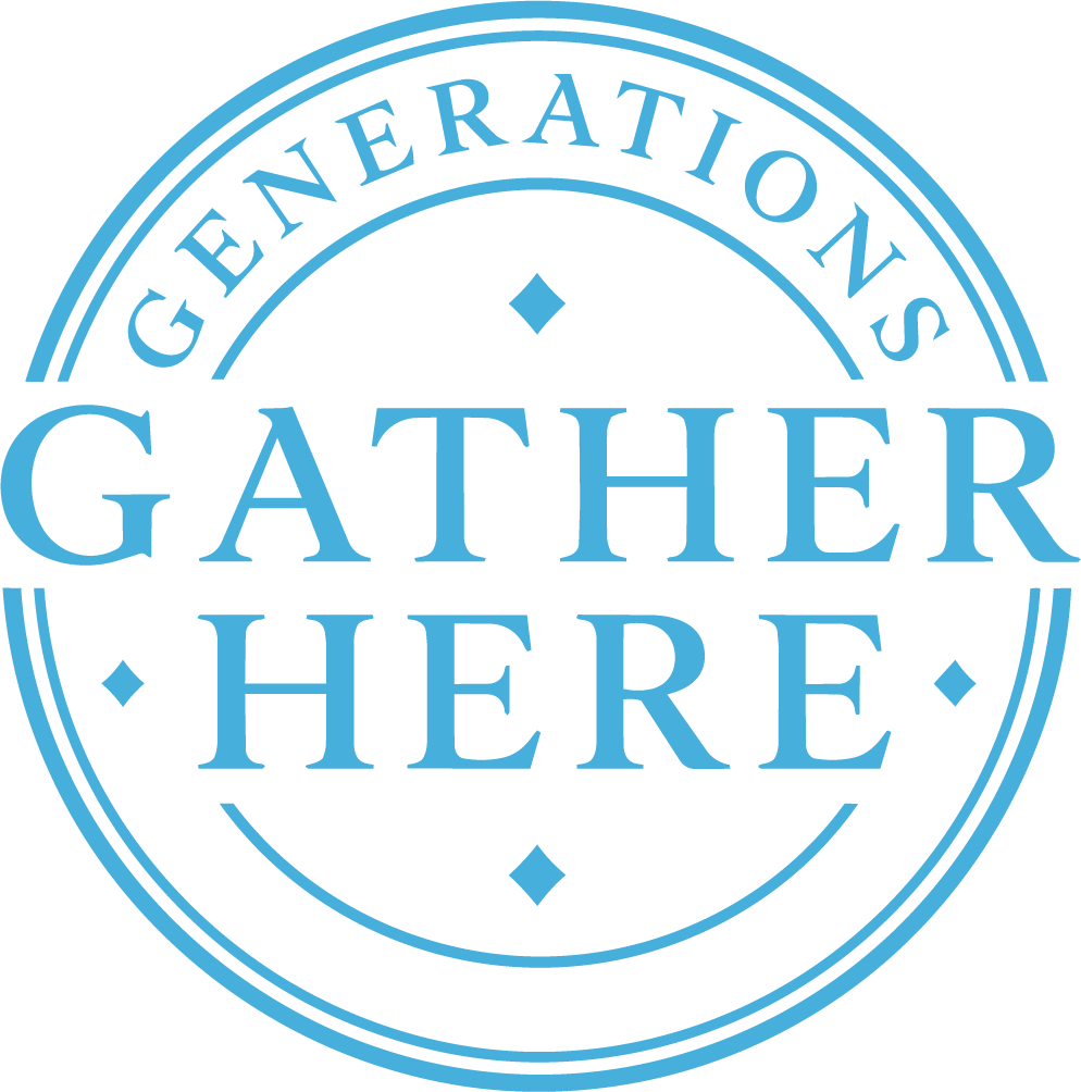 Generations Gather Here — Circular Stamp Wall Sticker for Dining Room