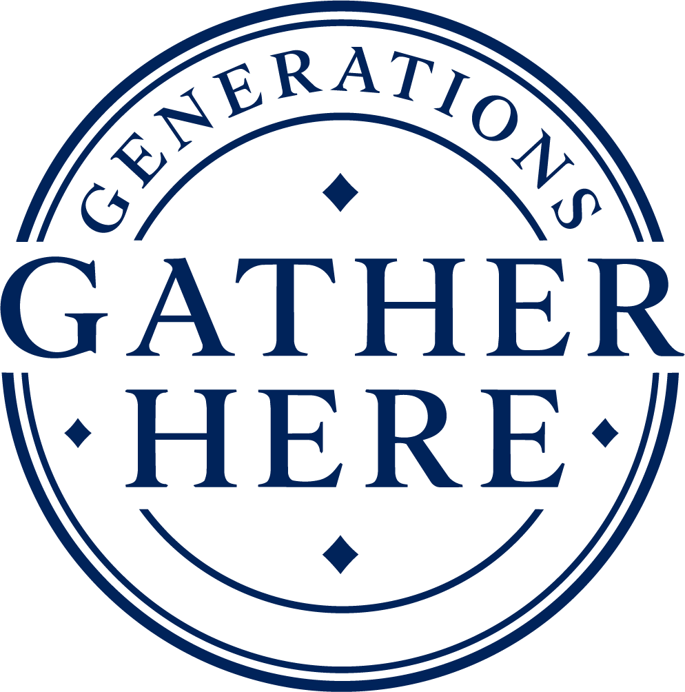 Generations Gather Here — Circular Stamp Wall Sticker for Dining Room