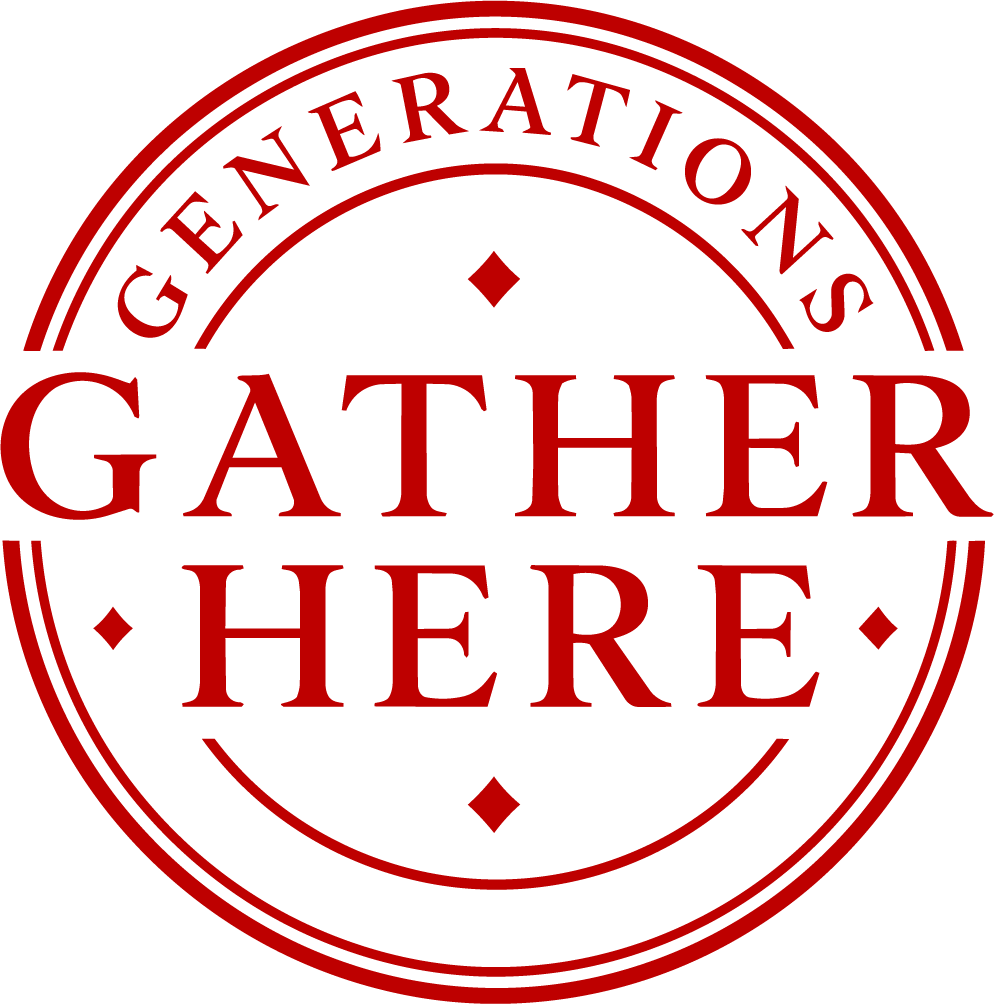 Generations Gather Here — Circular Stamp Wall Sticker for Dining Room
