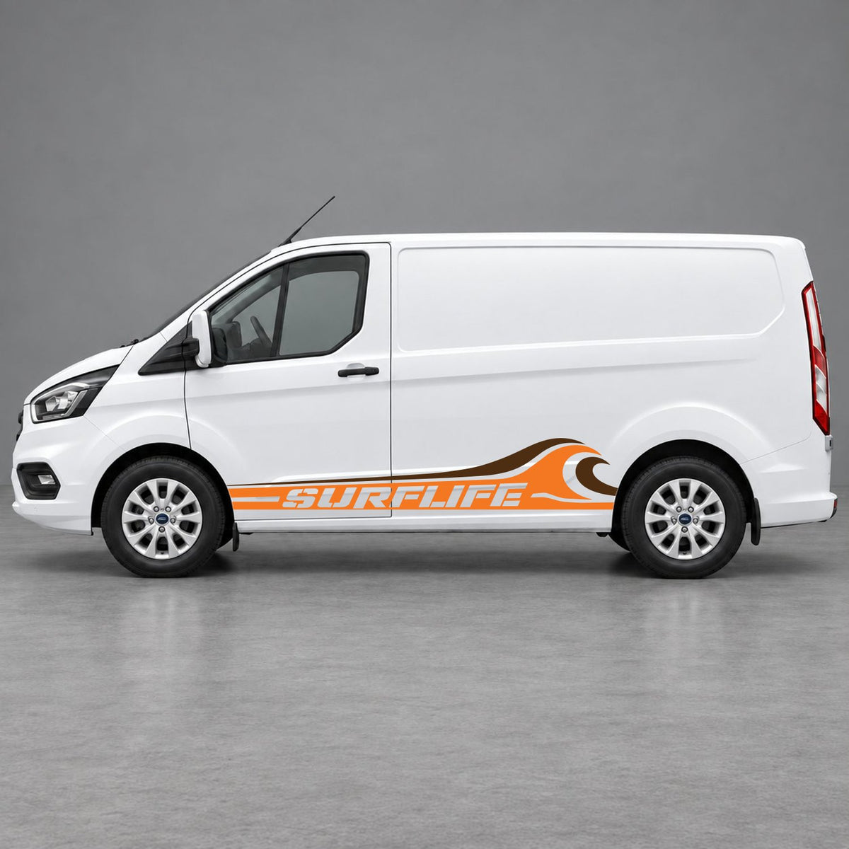 Ford Transit Custom Surflife Wave Side Stripes in Orange & Brown