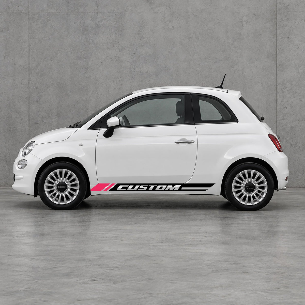 Fiat 500 Custom Lower Side Stripes Kit - Pair Supplied in Black & Pink