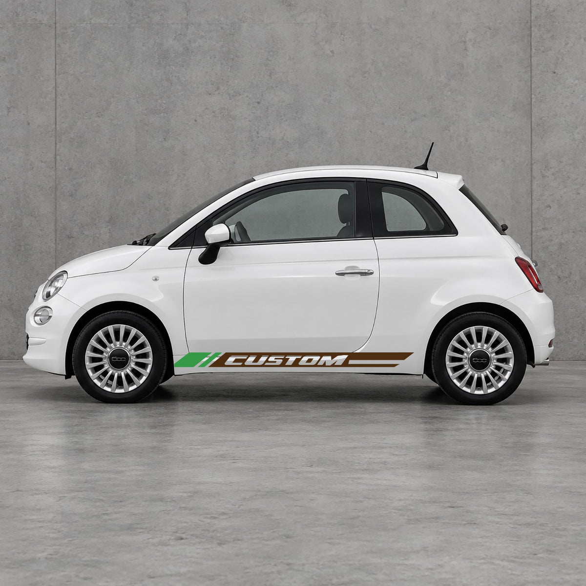 Fiat 500 Custom Lower Side Stripes Kit - Pair Supplied in Brown & Green