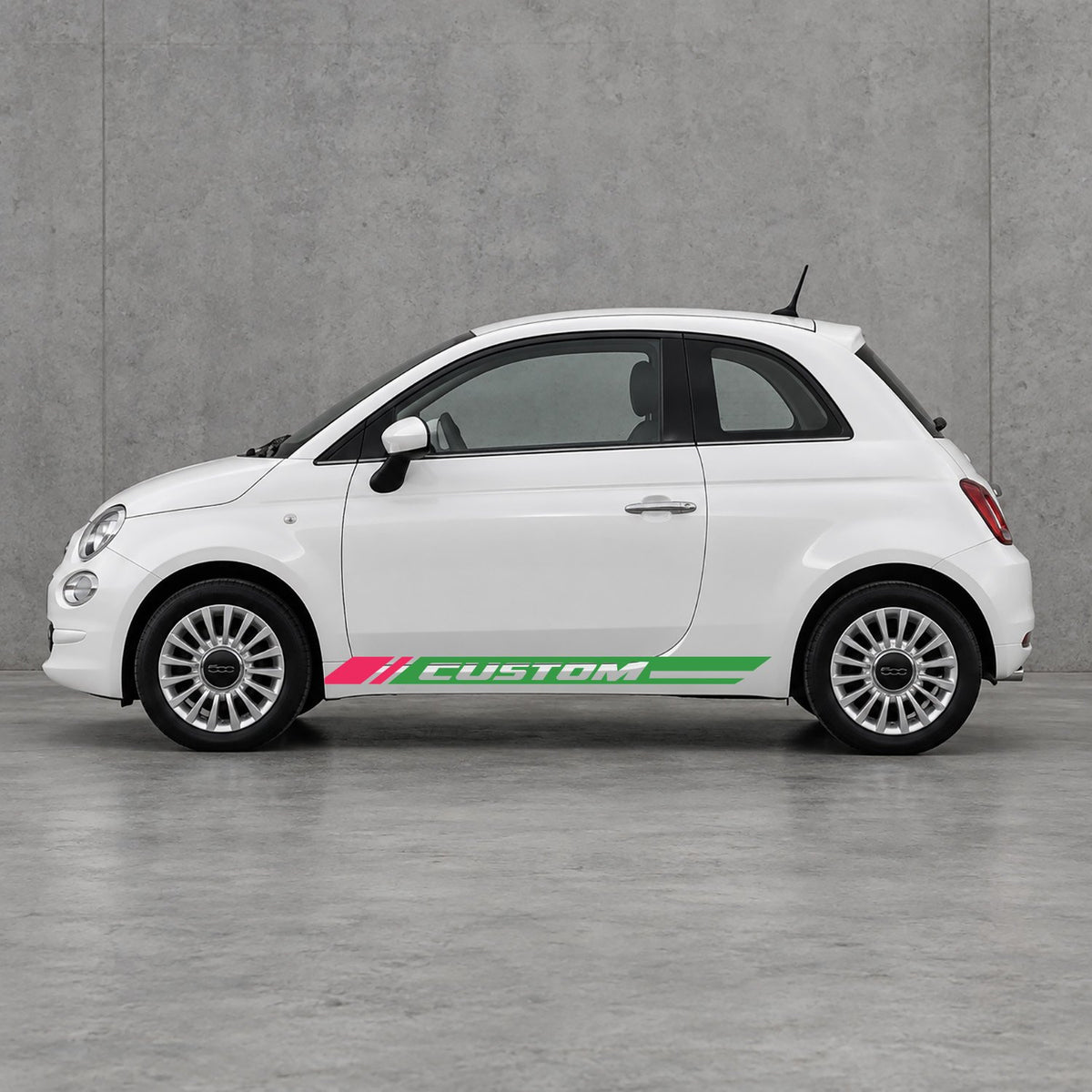 Fiat 500 Custom Lower Side Stripes Kit - Pair Supplied in Green & Pink