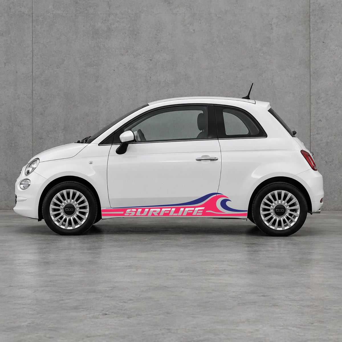 Fiat 500 Surf Life Side Stripes Kit - Pair Supplied in Pink & Navy Blue