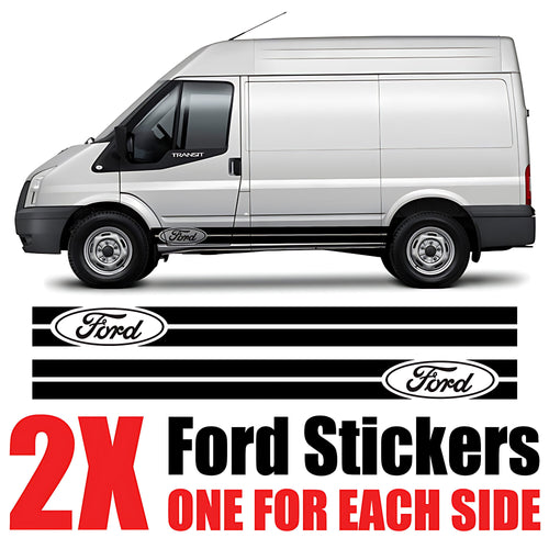 Ford Transit Ford Badge Triple Stripe Side Decal ‚Äì Van Body Graphics