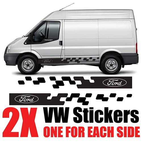 Ford Transit Chequered Flag Side Stripe ‚Äì Motorsport Van Body Decal