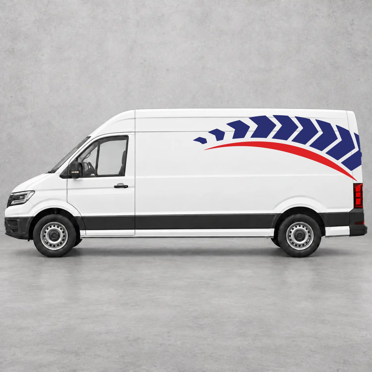 VW Crafter Chevron Track Side Graphics in Navy Blue & Red