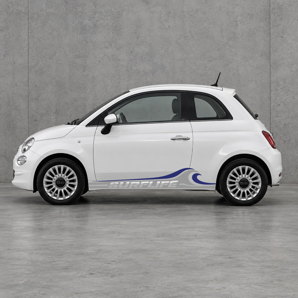 Fiat 500 Surf Life Side Stripes Kit - Pair Supplied in Grey & Navy Blue