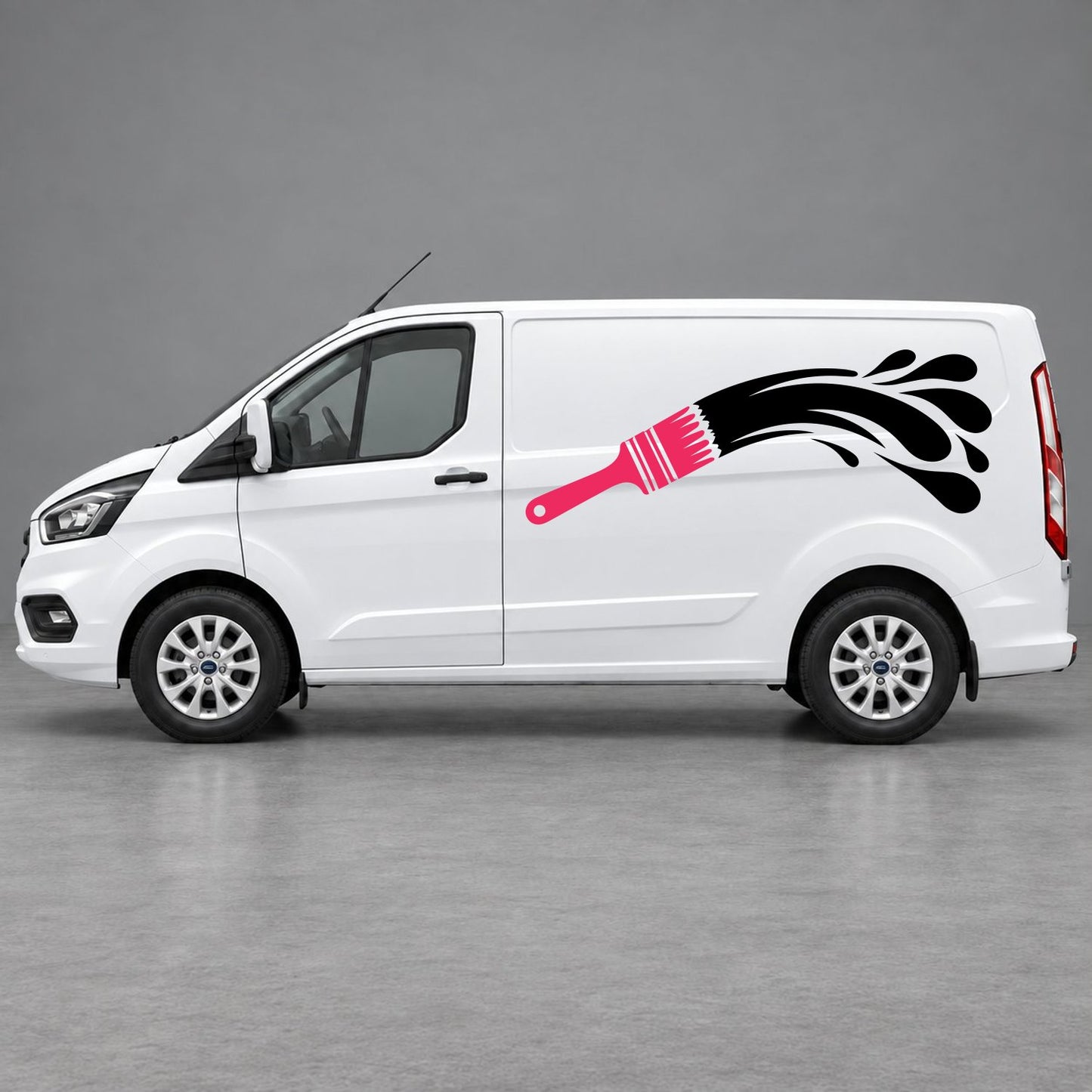 Ford Transit Custom Paintbrush Swoosh Side Graphics in Pink & Black
