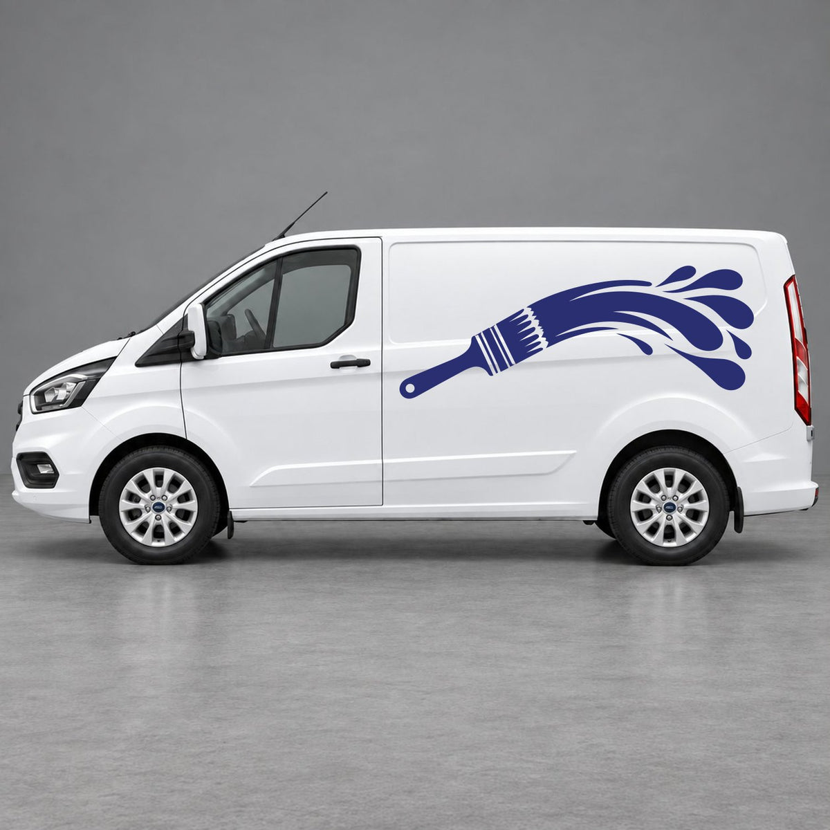 Ford Transit Custom Paintbrush Swoosh Side Graphics in Navy Blue & Navy Blue