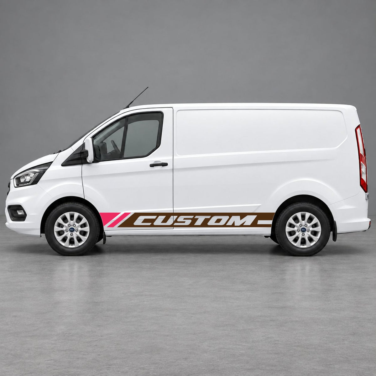 Ford Transit Custom Custom Lower Side Stripes in Brown & Pink