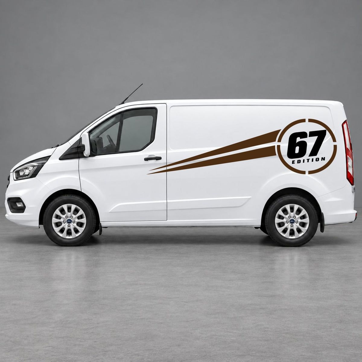 Ford Transit Custom Personalised Number Edition Side Stripes in Brown & Black