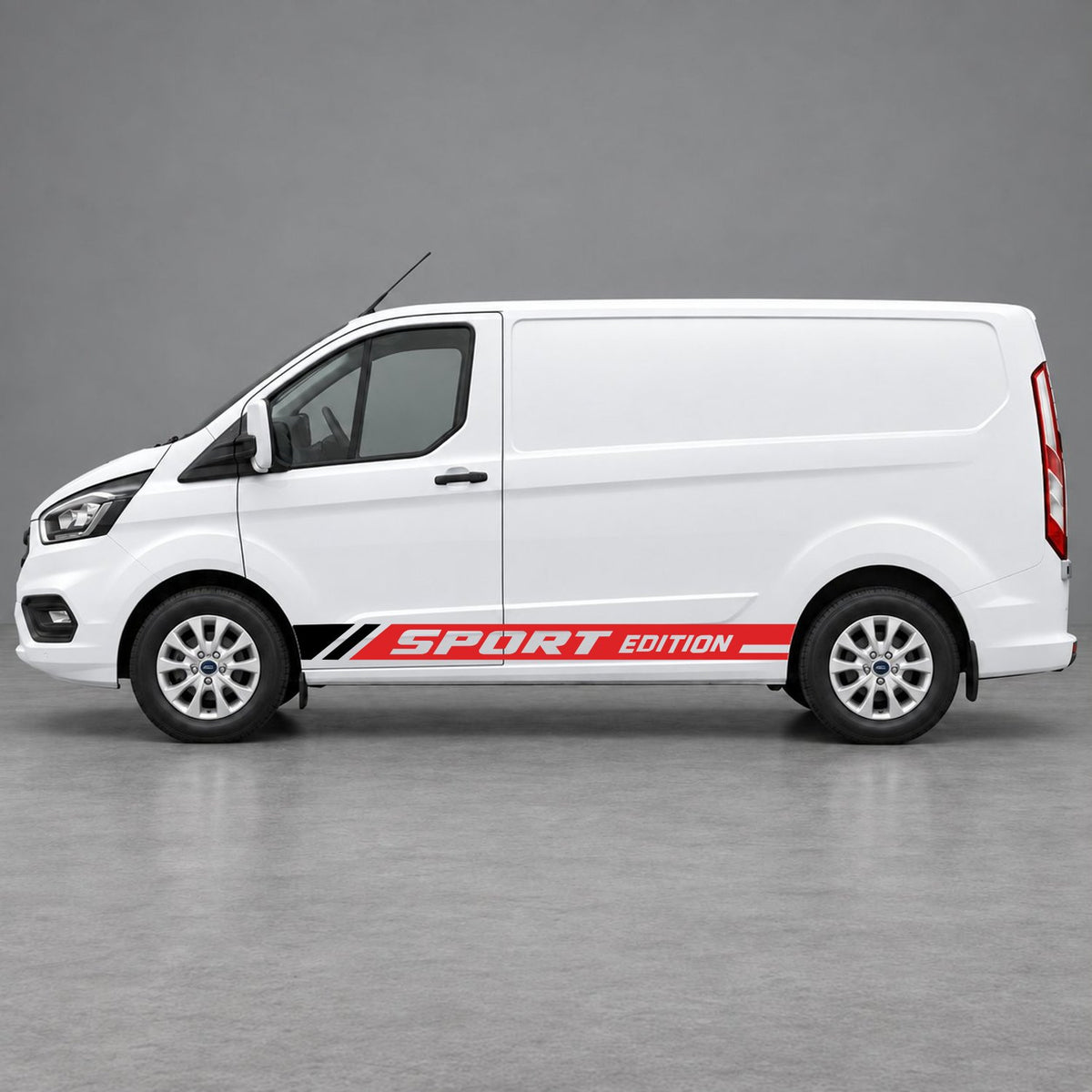 Ford Transit Custom Sport Edition Lower Side Graphics in Red & Black