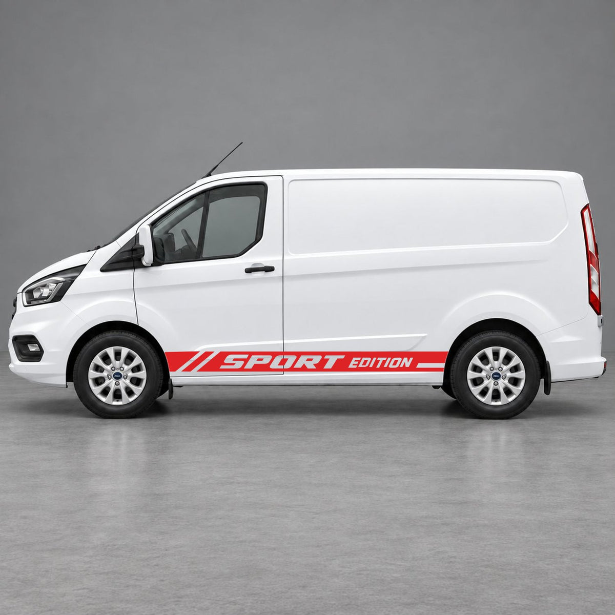 Ford Transit Custom Sport Edition Lower Side Graphics in Red & Red