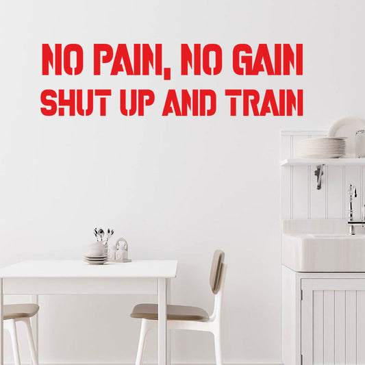 no pain no gain gym wall sticker