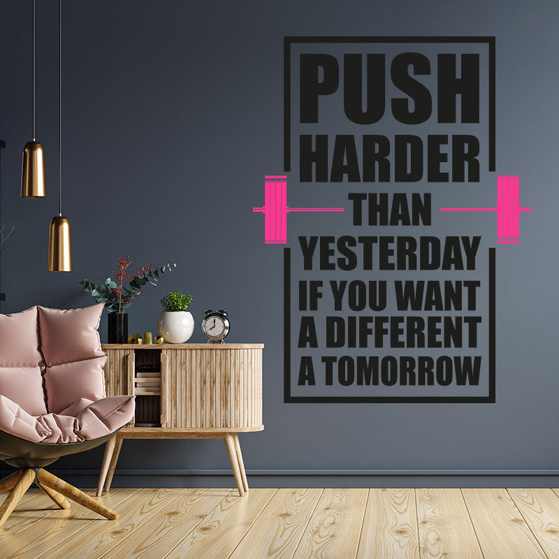 push harder gym motivation inspirational wall sticker