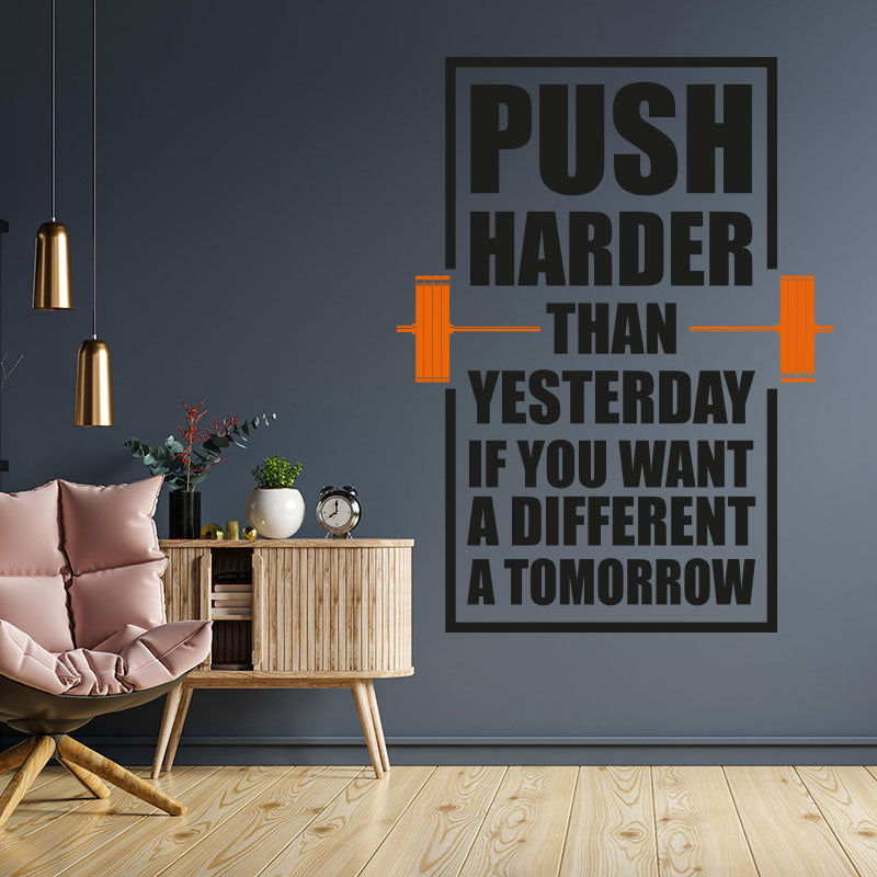 push harder gym motivation inspirational wall sticker