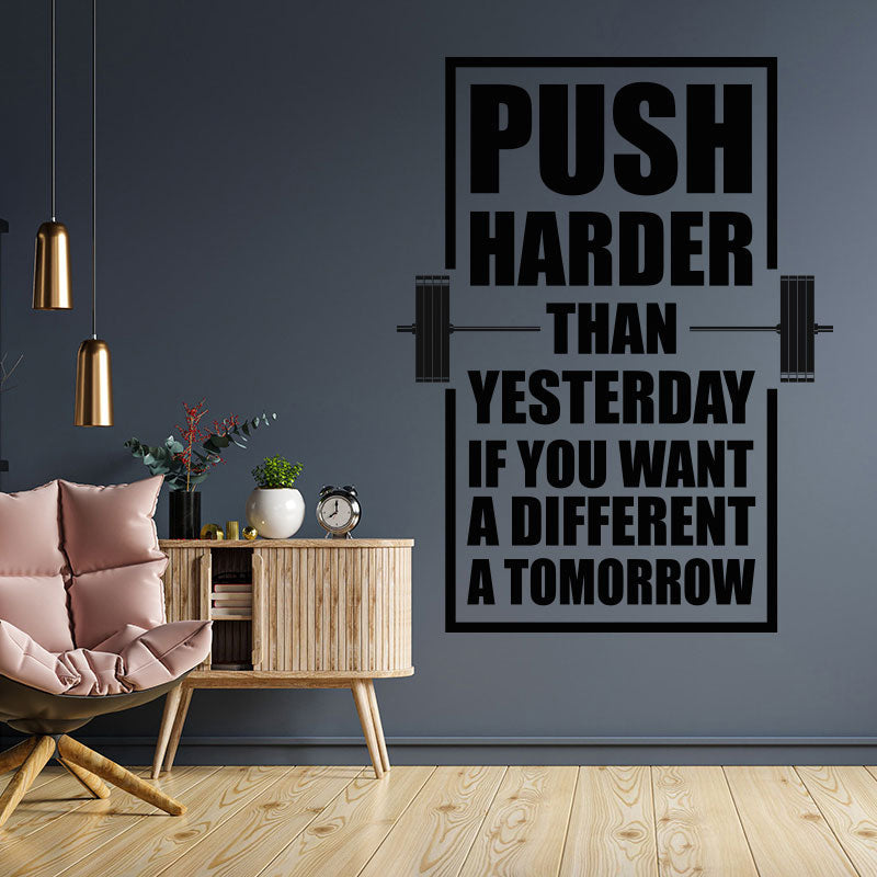 push harder gym motivation inspirational wall sticker