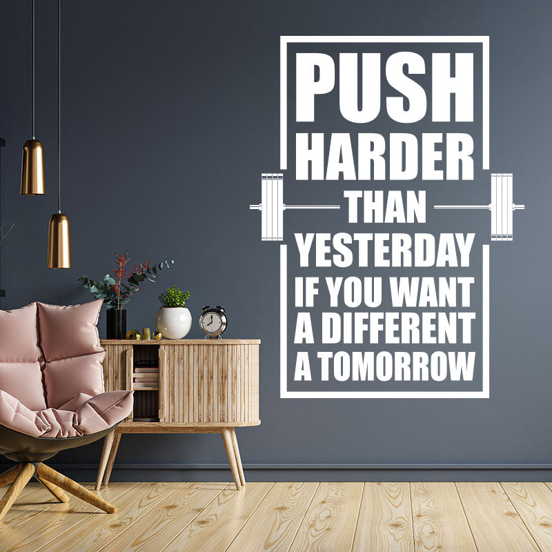 push harder gym motivation inspirational wall sticker