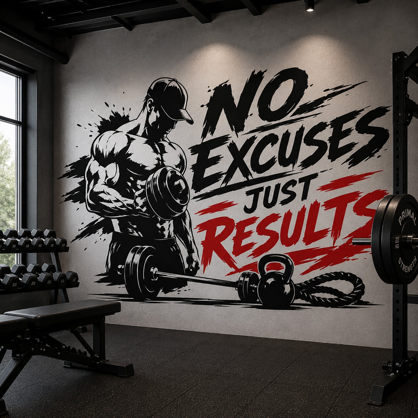 No Excuses Just Results Gym Wall Sticker
