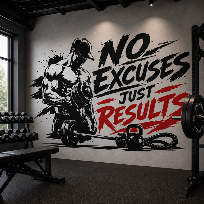 No Excuses Just Results Gym Wall Sticker