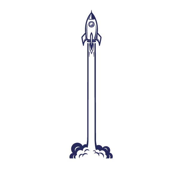 Rocket Launch height chart wall sticker in Green vinyl