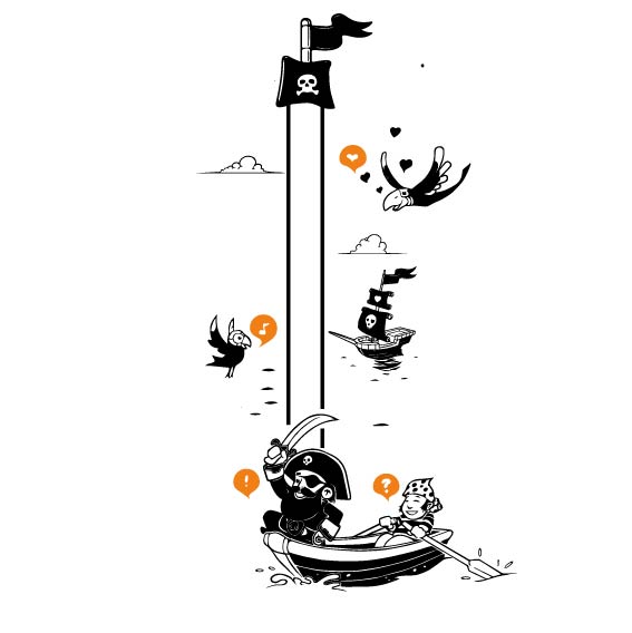 Pirate Adventure height chart wall sticker in Green vinyl