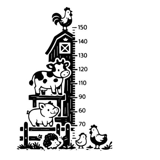 Farm Barn height chart wall sticker in Green vinyl