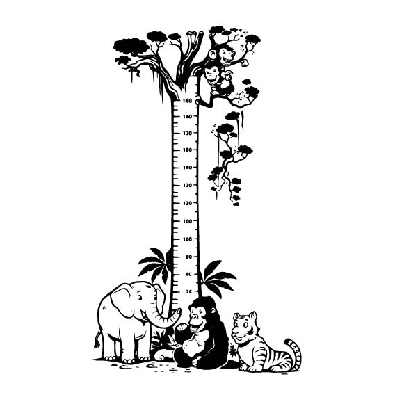 Jungle Friends height chart wall sticker in Green vinyl